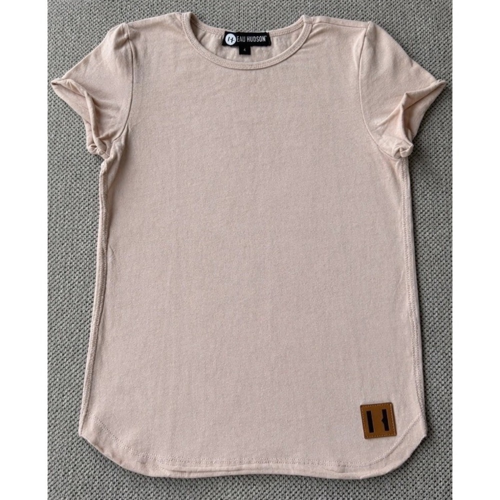 Beau Hudson Tee Shirt Size 4 Blush Tan/Pink Minimalist Short Sleeve Boutique Kid